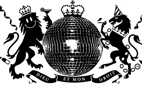 Illustration by Joe magee: coat of arms as glitter ball