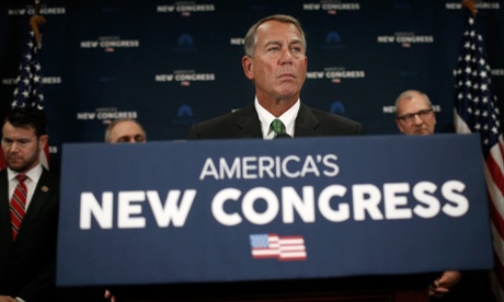  Speaker of the House John Boehner answers questions during a press conference at the US Capitol in Washington DC on 7 January 2015.