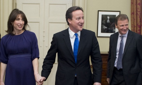 Lord O'Donnell (right) welcoming David Cameron and his wife Samantha to Number 10 after the coalition was formed in May 2010.