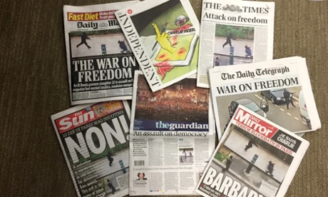 How the UK national papers covered the Charlie Hebdo attack.