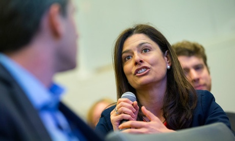 Miriam Clegg interrupts Nick Clegg's speech and asks question about male childcare