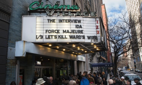 The film's release had been cancelled after the hack on Sony Pictures, but the decision was later reversed. Queues of people waited to see it at a cinema in New York when it came out on Christmas day.