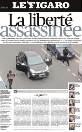  front-page of le Figaro on the Charlie Hebdo attack