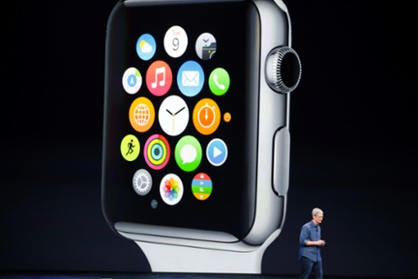 Apple CEO Tim Cook speaks during the launch of the Apple Watch.