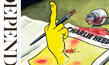 The Independent went with a striking cartoon by Dave Brown