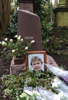 Alexander Litvinenko's grave in Highgate cemetery, north London.