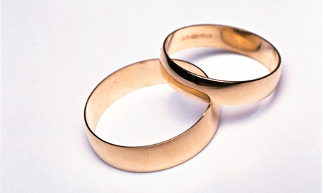 two gold wedding rings