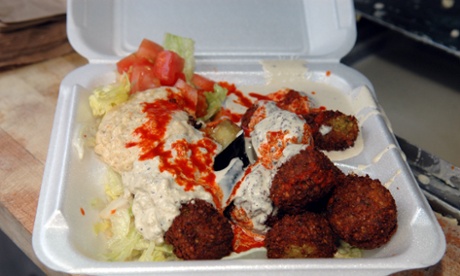 Styrofoam falafel platter from a food cart in New York. RIP.