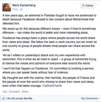 facebook post charlie hebdo