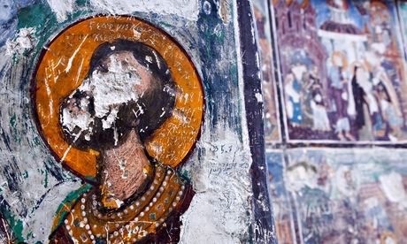 Turkey - Trabzon Province - damaged fresco at the Sumela monastery