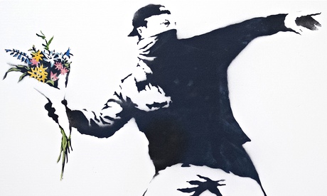 'Love is in the Air' by British graffiti artist Banksy