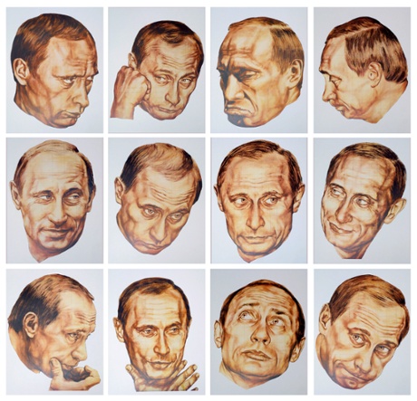 Portraits of Russian president Vladimir Putin by artists Dmitri Vrubel and Vika Timofeeva