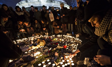 Vigil for murdered Charlie Hebdo journalists in Paris