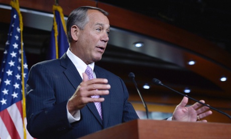 John Boehner at a press conference.