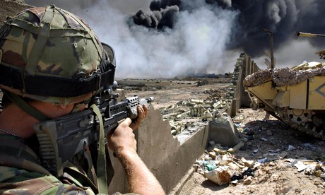 A soldier fighting in Iraq in 2003.