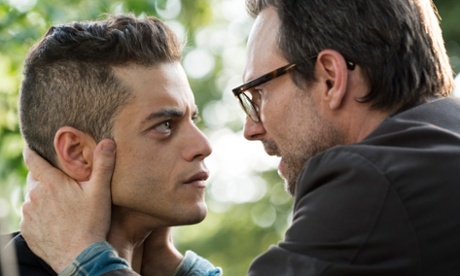 Hacked off… Rami Malek as Elliot Alderson, Christian Slater as Mr. Robot.