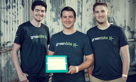 Andrew Katz, Ben Curren and Trade Robrock of cannabis tech startup Green Bits at TechCrunch Disrupt.