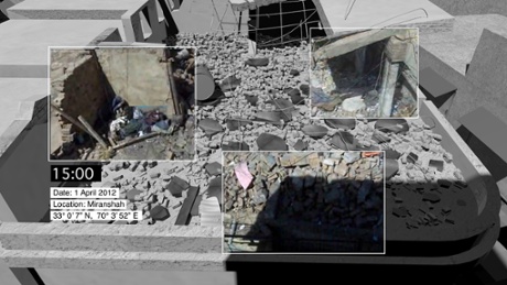 Among the ruins ... Forensic Architecture's image of Miranshah, Pakistan, March 30, 2012.