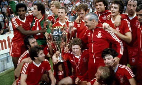 The Nottingham Forest team with the European Cup after their 1-0 victory over Malmo 1979.