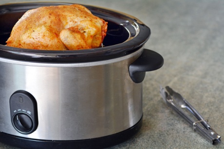 Chicken cooked in a slow cooker.