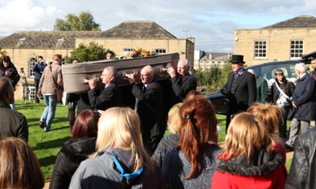 The funeral cortege of 88-year-old Geoffrey Brindley at Bradford Cathedral