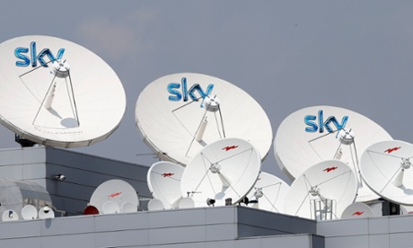 Sky shares buck falling stock market.