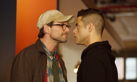 Christian Slater as Mr. Robot and Rami Malek.