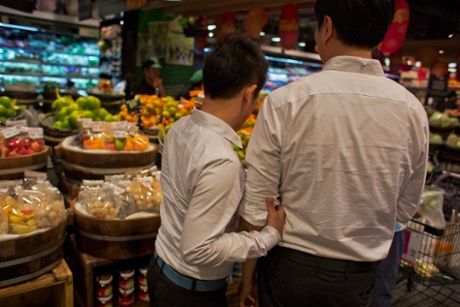 LGBT couple in Bangkok, Thailand.
