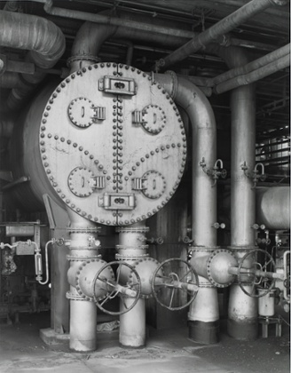 Black-and-white photograph of pipes etc