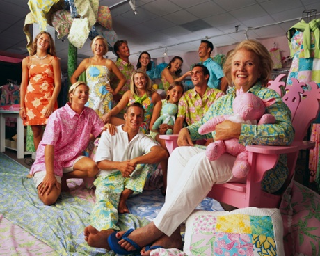Fashion designer Lilly Pulitzer with grandchildren and employees