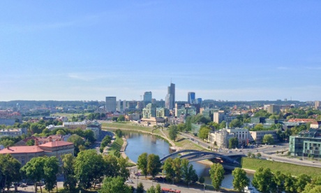 The Neris river snakes through Vilnius