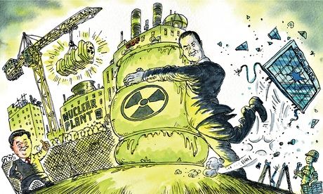 Cartoon showing George Osborne's attachment to nuclear power