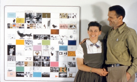 The couple with a panel of work made for the American Institute of Architects, 1957.