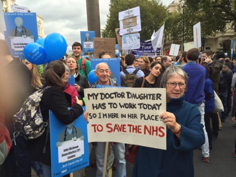 A family protests at the junior doctors' march