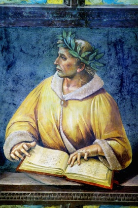 A fresco portrait of Ovid by Luca Signorelli in the Orvieto Cathedral, Italy.