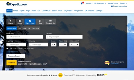 Expedia screenshot