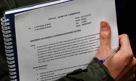 Channel 4 sell-off document spotted outside Downing Street