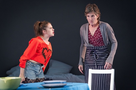 Bel Powley as Tilly and Tamsin Greig as Hilary in Jumpy