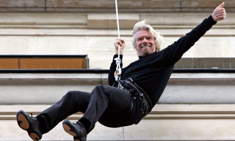 richard branson abseiling down building