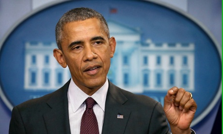 President Barack Obama speaks about the shooting at a press conference on Thursday.