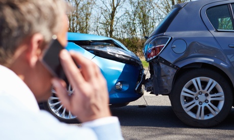 Driver on phone after car accident