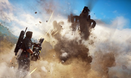 In-game shot of action in Just Cause 3