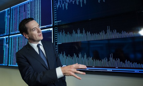Chancellor of the Exchequer George Osborne on a tour of the Shanghai Stock
