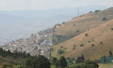 The sharp divide between the boundary of Mexico City and its rural surrounds.