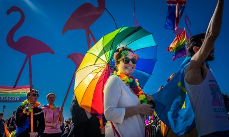 Gay Pride Parade in Reykjavik, Iceland.