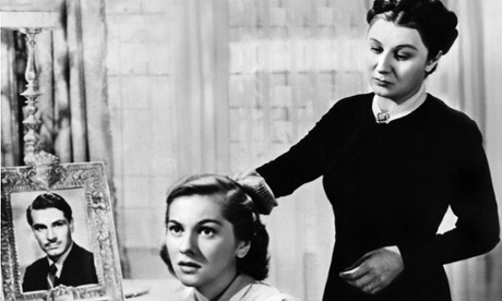 Judith Anderson as Mrs Danvers with Joan Fontaine in Rebecca.
