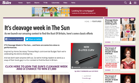The Sun's 'cleavage week' contest as it appeared on the paper's website