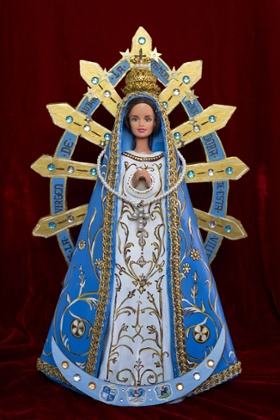 A figure of the Virgin of Lujan, part of the collection Barbie, The Plastic Religion