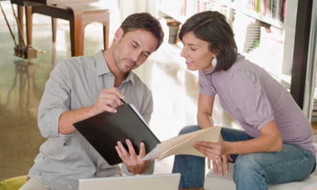 Couple working from home. Image shot 2008. 