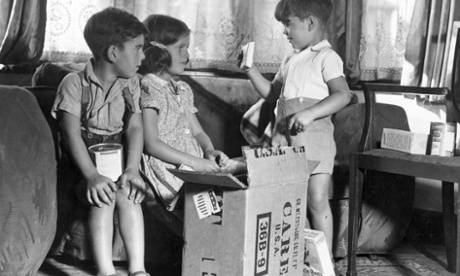 Children of the second world war receive Care packages.